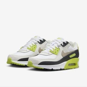 Nike Air Max 90 White and Neon Green Sneakers